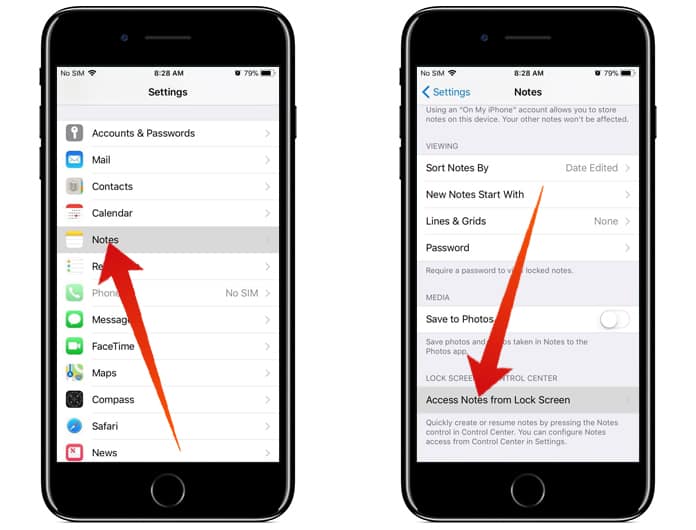 access notes from lock screen