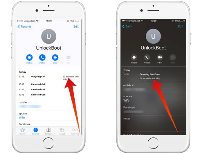 check facetime data usage