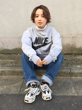 「NIKE(ナイキ)のアイテム(スウェット)」を使った、大塚りりあさん(レディース・150cm)の冬コーディネート