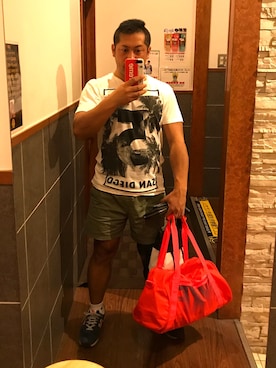 「NIKE(ナイキ)のアイテム(ボストンバッグ)」を使った、MAMORUさん(メンズ・168cm)の夏コーディネート