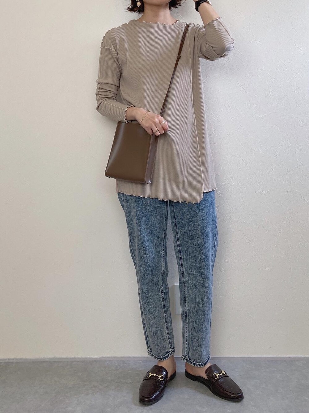 rumiさんの「サイドキリカエメローリブカットソー（rectangle）」を使ったコーディネートの1枚目の写真