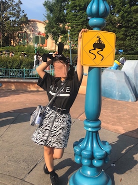 「NIKE(ナイキ)のアイテム(Tシャツ/カットソー)」を使った、ぽこさん(レディース・150cm)の夏コーディネート