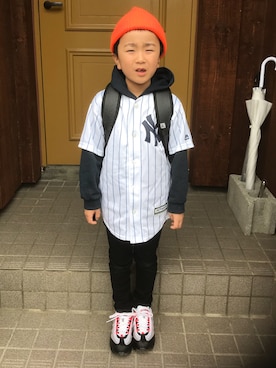 「NIKE(ナイキ)のアイテム(バックパック/リュック)」を使った、商事軒さん(メンズ・130cm)の夏コーディネート