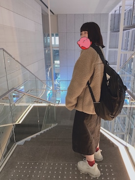 「NIKE(ナイキ)のアイテム(バックパック/リュック)」を使った、🥳さん(レディース・163cm)の冬コーディネート