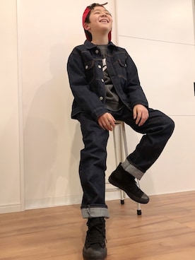 「NIKE(ナイキ)のアイテム(スウェット)」を使った、かいちのままさん(キッズ・150cm)の冬コーディネート