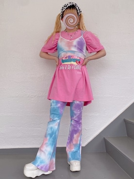 「SPINNS(スピンズ)のアイテム(キャミソール)」を使った、🦄まよねーず🦄さん(レディース・147cm)の夏コーディネート