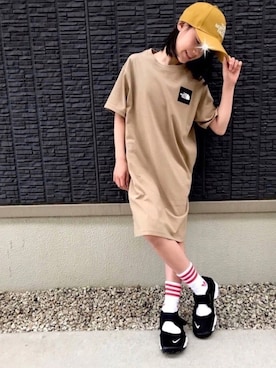 kanaさんの「ザ ノース フェイス THE NORTH FACE Kids' TNF Logo Cap(キッズTNFロゴキャップ)（THE NORTH FACE | ザノースフェイス）」を使ったコーディネート