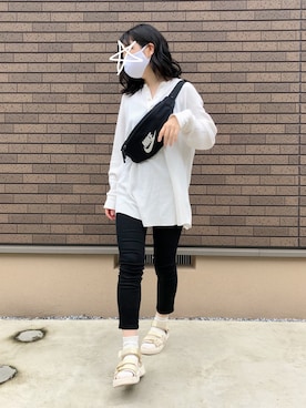 「NIKE(ナイキ)のアイテム(ボディバッグ/ウエストポーチ)」を使った、kcoさん(レディース・158cm・30代)の夏コーディネート