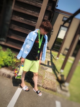 「NIKE(ナイキ)のアイテム(ビーチサンダル)」を使った、milaiさん(メンズ・170cm・20代)の夏コーディネート