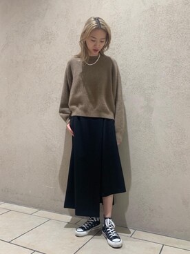 「CONVERSE(コンバース)の<CONVERSE(コンバース)>ALL STAR HI MADE IN JAPAN スニーカー(スニーカー、ブラック系)」を使った、齋藤 優奈さん(レディース・157cm)の冬コーディネート