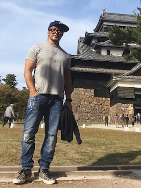 「NIKE(ナイキ)のアイテム(キャップ)」を使った、棚橋弘至さん(メンズ・181cm・40代)の秋コーディネート