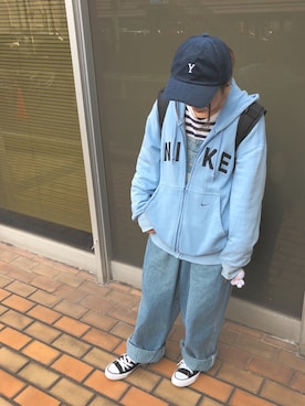 「NIKE(ナイキ)のアイテム(パーカー)」を使った、ひめさん(レディース・149cm)の冬コーディネート