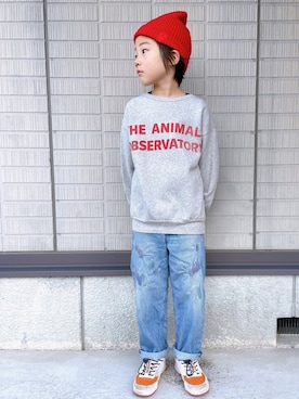 「THE ANIMAL OBSERVATORY(ジアニマルオブザバートリー)のアイテム(スウェット)」を使った、eightmaaanさん(キッズ・130cm)の冬コーディネート