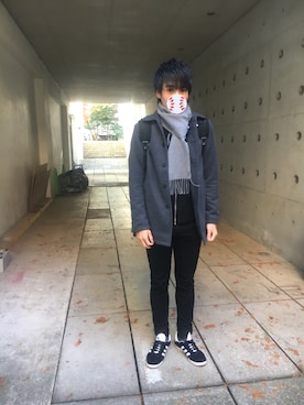 「STUDIOUS(ステュディオス)のアイテム(マフラー)」を使った、Ry-se!さん(メンズ・173cm)の冬コーディネート
