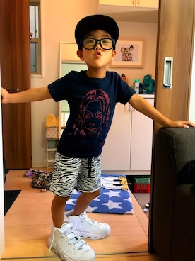 「NIKE(ナイキ)のアイテム(シューズ)」を使った、kazu miyaguchiさん(メンズ・110cm)の夏コーディネート