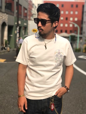 「schott(ショット)のアイテム(ネックレス)」を使った、HAYATOさん(メンズ・170cm)の春コーディネート