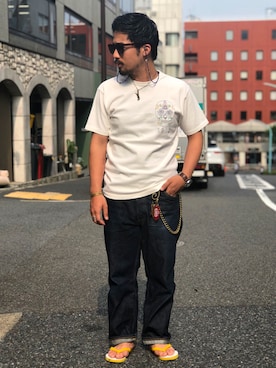 「schott(ショット)のアイテム(ネックレス)」を使った、HAYATOさん(メンズ・170cm)の春コーディネート