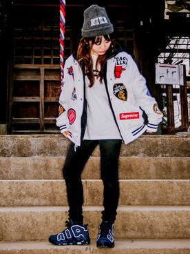 「NIKE(ナイキ)のアイテム(ニットキャップ/ビーニー)」を使った、サノエリさん(レディース・153cm)の春コーディネート