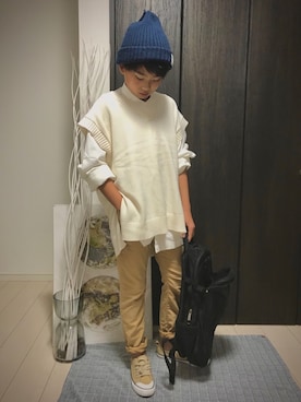 「NIKE(ナイキ)のアイテム(バッグ)」を使った、8mokuさん(キッズ・145cm)の秋コーディネート