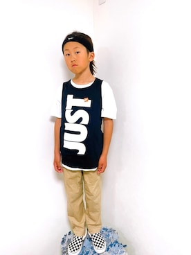 「NIKE(ナイキ)のアイテム(タンクトップ)」を使った、コタ+☻さん(キッズ・130cm)の春コーディネート