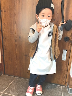 はぐみさんの「converse コンバース 12-15BABY ALL STAR N CORDUROY Z ベビー オールスター N コーデュロイ Z 37300341 PINK（CONVERSE | コンバース）」を使ったコーディネート