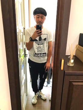 「adidas(アディダス)のアイテム(食器/キッチン)」を使った、hiromuckさん(メンズ・164cm)の夏コーディネート