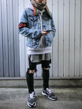 「KSUBI(スビ)のアイテム(デニムジャケット)」を使った、Masahiroさん(メンズ・160cm)の冬コーディネート