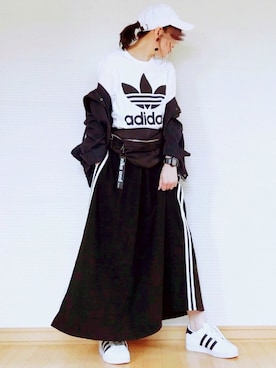 sweet_candyさんの「《メルマガ掲載》adidas アディダス SUPERSTAR スーパースター C77124  WHT/CBK/WHT」を使ったコーディネート