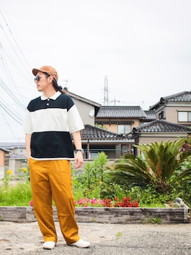 「VOO(ヴォー)のアイテム(パンツ)」を使った、マッシーさん(メンズ・174cm)の夏コーディネート