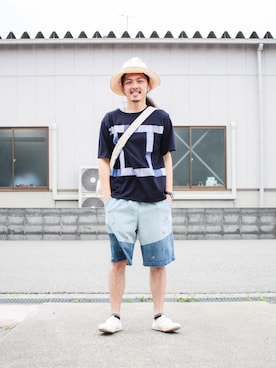 「VOO(ヴォー)のアイテム(パンツ)」を使った、マッシーさん(メンズ・174cm)の夏コーディネート
