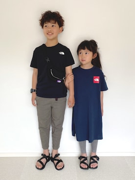 reo×noaさんの「northface/ﾉｰｽﾌｪｲｽ squarelogotee ﾕﾆｾｯｸｽ（THE NORTH FACE | ザノースフェイス）」を使ったコーディネート