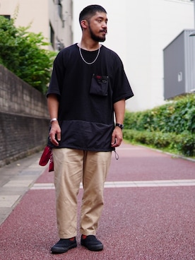 「schott(ショット)のアイテム(ネックレス)」を使った、matsuokaさん(メンズ・170cm)の夏コーディネート