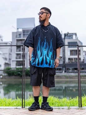 「schott(ショット)のアイテム(ネックレス)」を使った、matsuokaさん(メンズ・170cm)の夏コーディネート