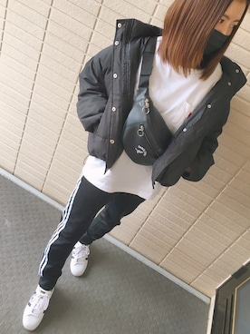 ANNAさんの「《メルマガ掲載》adidas アディダス SUPERSTAR スーパースター C77124  WHT/CBK/WHT」を使ったコーディネート