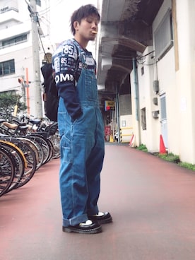 「SPINNS(スピンズ)のアイテム(オールインワン・サロペット)」を使った、すぐぅさん(メンズ・169cm)の春コーディネート