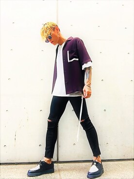 「STUDIOUS(ステュディオス)のアイテム(バングル/リストバンド)」を使った、TETUさん(メンズ・174cm)の夏コーディネート