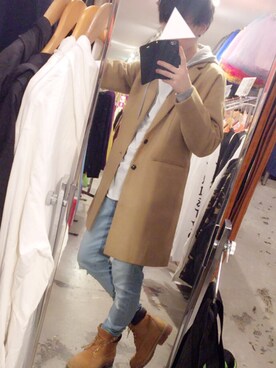 「SPINNS(スピンズ)のアイテム(パーカー)」を使った、Royさん(メンズ・176cm)の冬コーディネート