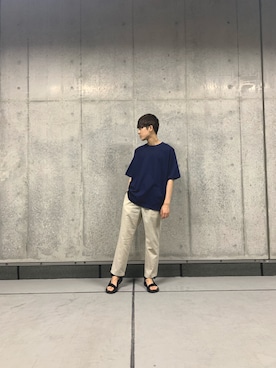 「URBAN RESEARCH DOORS(アーバンリサーチドアーズ)のダブルシルケットTシャツ(Tシャツ/カットソー、ブルー系)」を使った、爽さん(メンズ・172cm)の夏コーディネート