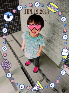 「NIKE(ナイキ)のアイテム(ビーチサンダル)」を使った、太郎さん(キッズ・90cm)の夏コーディネート