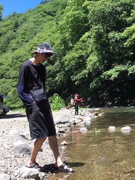 「NIKE(ナイキ)のアイテム(ショルダーバッグ)」を使った、賀津 塔さん(メンズ・178cm・30代)の夏コーディネート