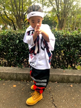 「NIKE(ナイキ)のアイテム(ファッション雑貨)」を使った、Ryujiさん(キッズ・110cm)の夏コーディネート