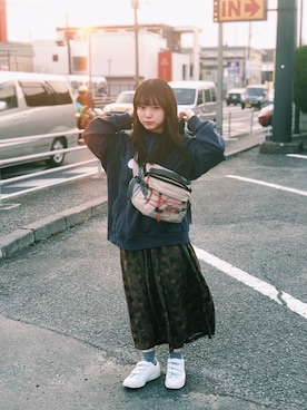 「NIKE(ナイキ)のアイテム(パーカー)」を使った、りっかさん(レディース・150cm)の春コーディネート