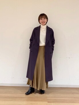 「BEAUTY&YOUTH UNITED ARROWS(ビューティーアンドユースユナイテッドアローズ)のBY∴ ウールカシミヤ ルーズタートルネックニットプルオーバー(ニット/セーター、ホワイト系)」を使った、渡邉 楓さん(レディース・166cm)の秋コーディネート