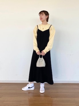 「Chibi Jewels (チビジュエルズ)の<Chibi Jewels>コインネックレス -2WAY-(ネックレス、ゴールド系)」を使った、渡邉 楓さん(レディース・166cm)の冬コーディネート