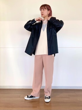「CONVERSE(コンバース)の<CONVERSE(コンバース)>ALL STAR MADE IN JAPAN スニーカー(スニーカー、ブラック系)」を使った、渡邉 楓さん(レディース・166cm)の冬コーディネート