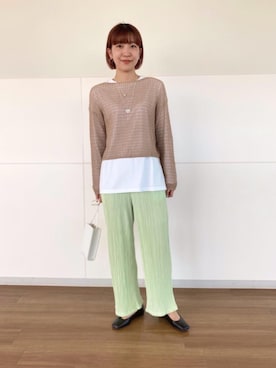 「BEAUTY&YOUTH UNITED ARROWS(ビューティーアンドユースユナイテッドアローズ)のBY∴ タタキサークル ネックレス -2WAY-(ネックレス、シルバー系)」を使った、渡邉 楓さん(レディース・166cm)の春コーディネート