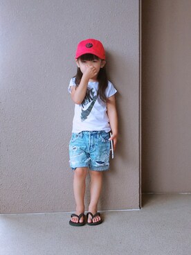 「NIKE(ナイキ)のアイテム(帽子)」を使った、hayumiさん(キッズ・100cm)の夏コーディネート