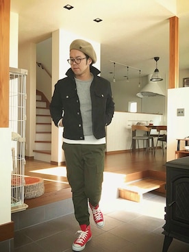 「Denim & Supply Ralph Lauren(デニムアンドサプライラルフローレン)のアイテム(Tシャツ/カットソー)」を使った、Mt.0344さん(メンズ・170cm)の冬コーディネート