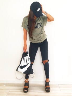 「NIKE(ナイキ)のアイテム(バッグ)」を使った、mireさん(レディース・159cm)の春コーディネート