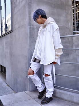 「gunda(ガンダ)のアイテム(ピアス(片耳用))」を使った、AZMAXXXさん(メンズ・174cm)の冬コーディネート
